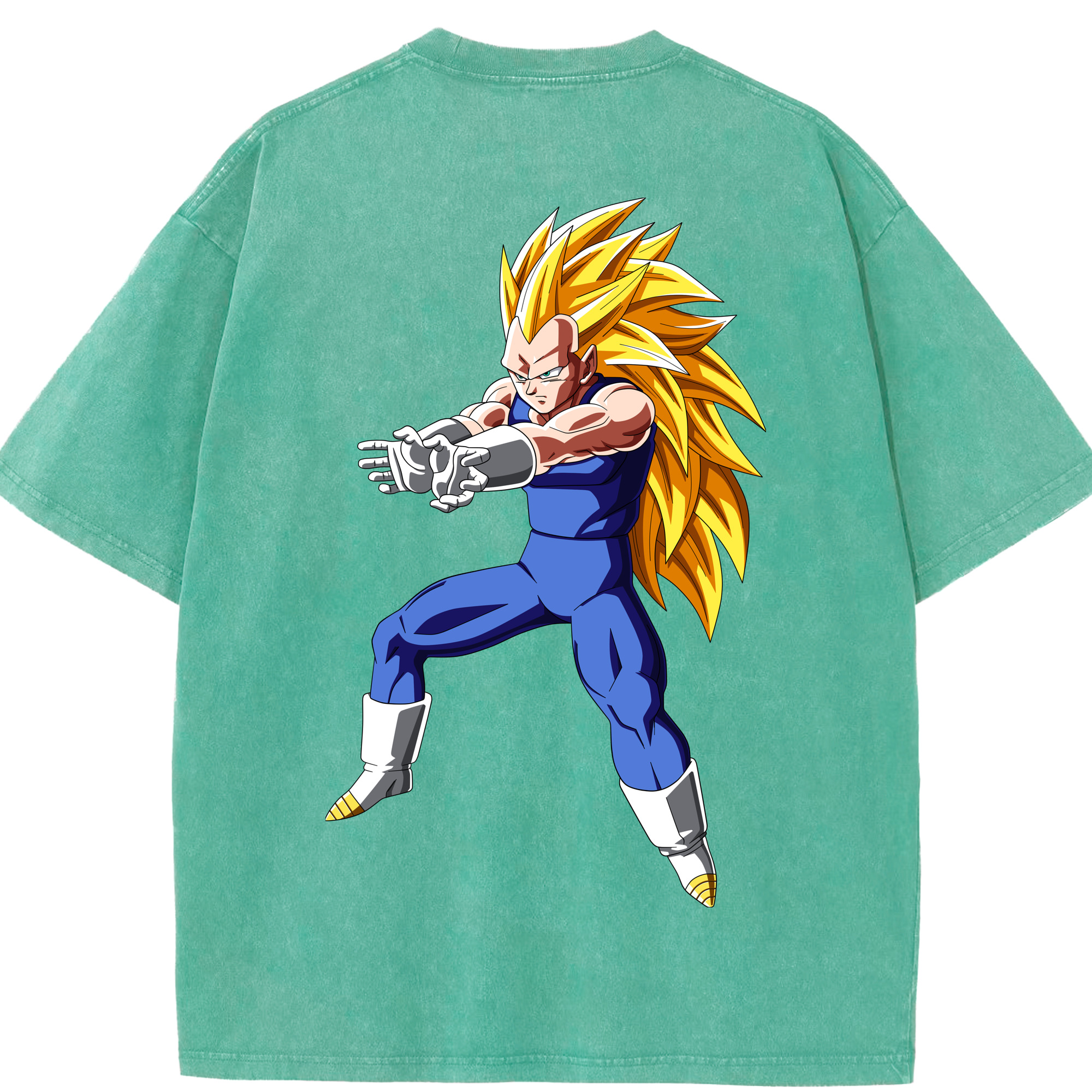 （画像用） ドラゴンボール ベジータ四世（Bejīta Yonsei）DRAGON BALL Vegeta IV 綿100% ヴィンテージ風 半袖Tシャツ（背面プリント）